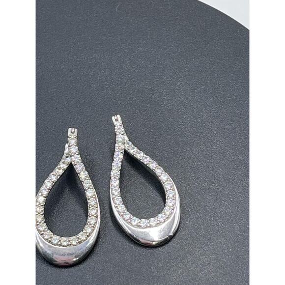 Vintage Designer CZ 925 Sterling Silver Twisted 3D Leverback Dangle  Earrings - Picture 5 of 13